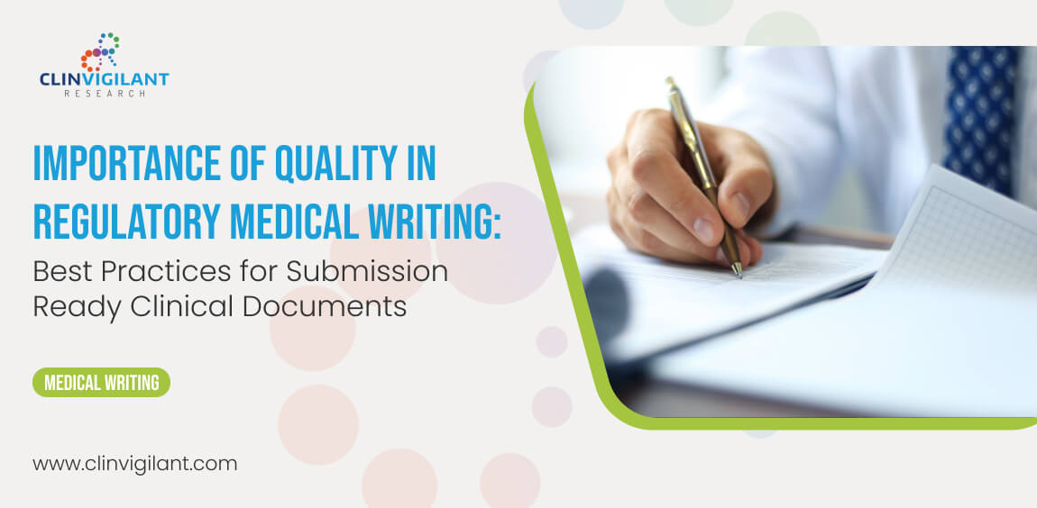 Professional medical writer drafting clinical documents to ensure quality in regulatory medical writing